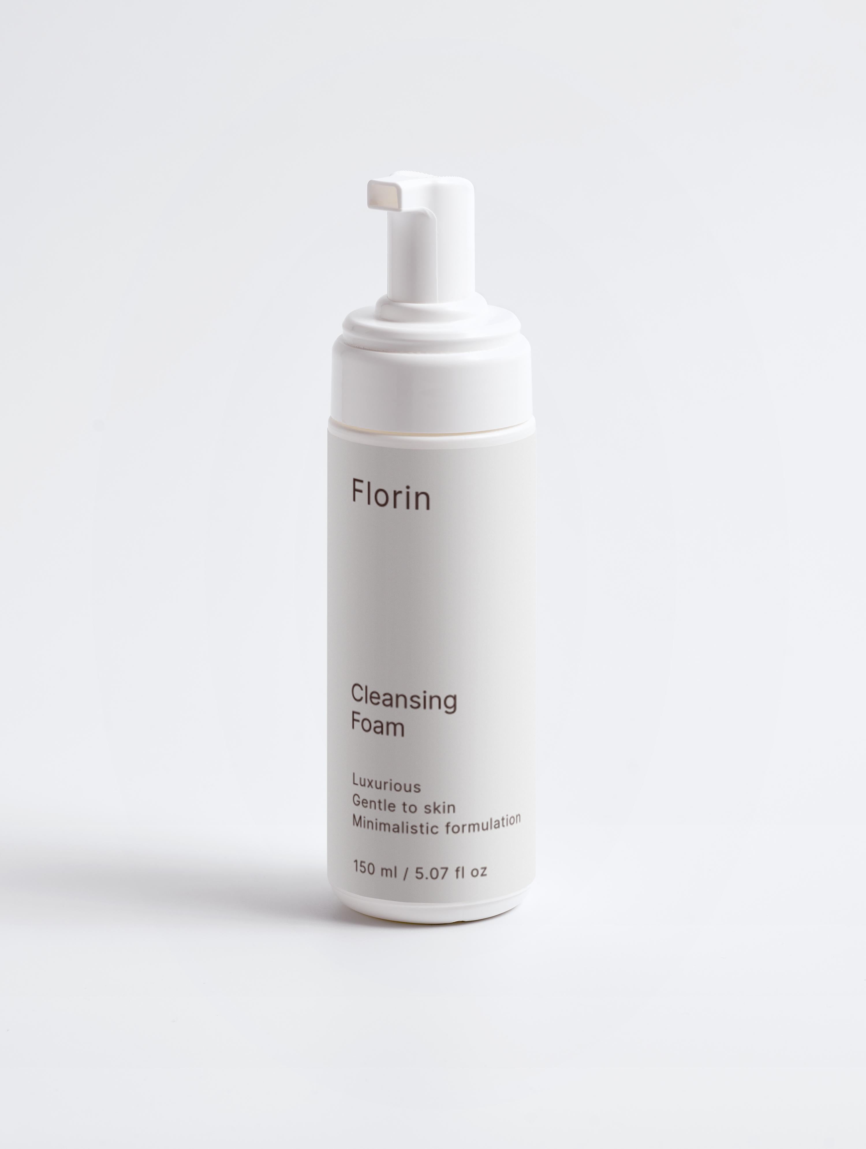 Florin Cleansing Foam bottle on a white background